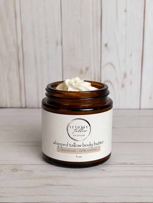 4oz unscented whipped tallow body butter