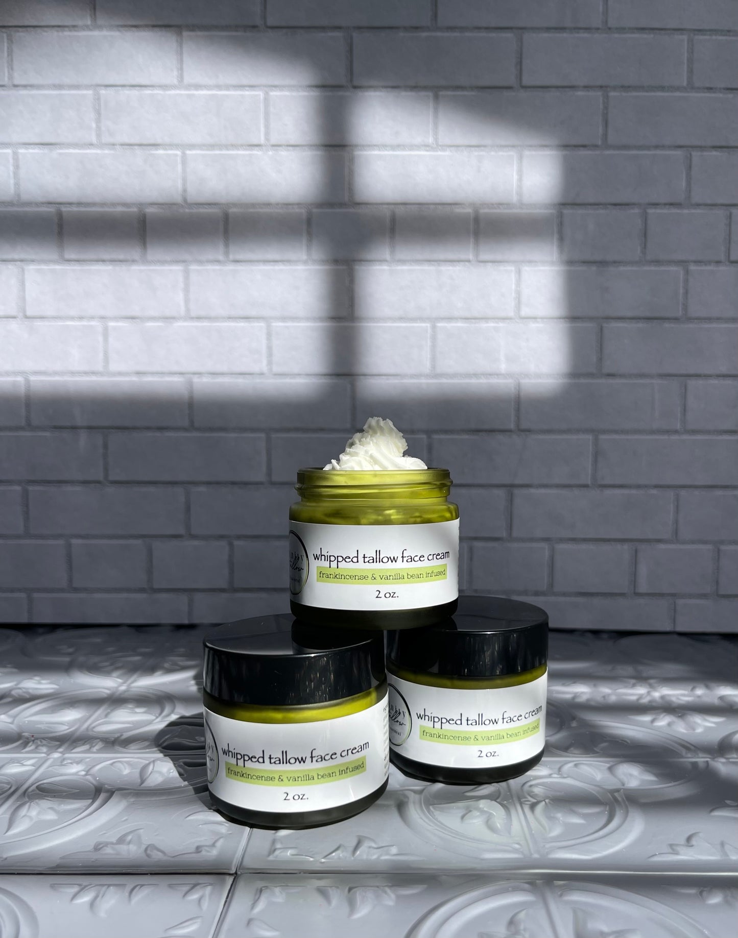 2 oz whipped tallow face cream - frankincense resin and vanilla bean infused