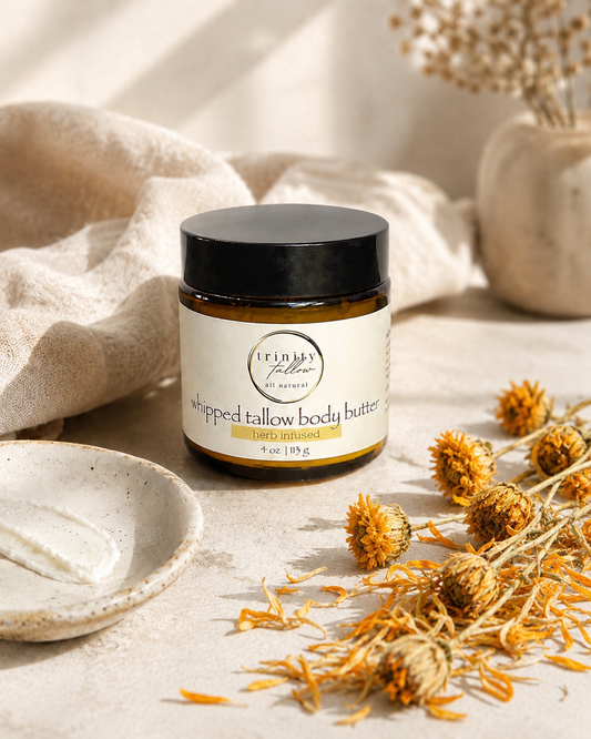 4 oz herb infused whipped tallow body butter