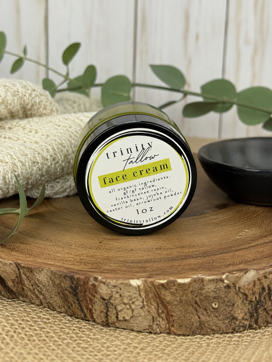 1 oz face cream - frankincense & vanilla bean infused whipped tallow