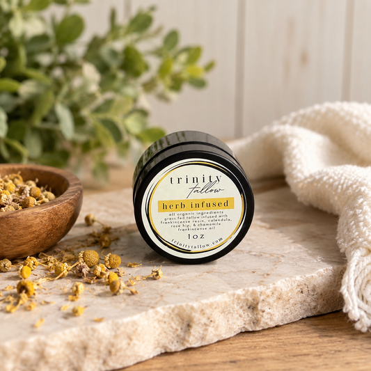 1 oz herb infused whipped tallow body butter