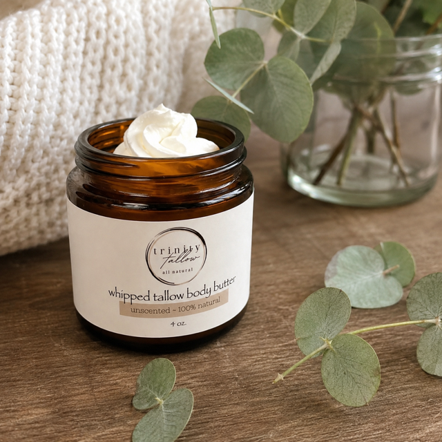 4oz  unscented whipped tallow body butter